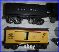 Lionel prewar 204 2689w whistle tender 655 box car 654 tank car & 657 caboose