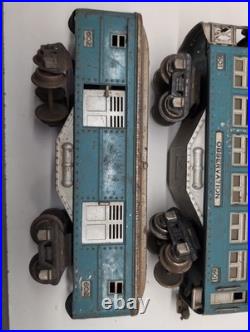 Lionel prewar Blue Comet 600 601 602 passenger cars in two tone blue Original