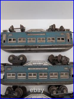 Lionel prewar Blue Comet 600 601 602 passenger cars in two tone blue Original