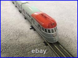 Lionel prewar RED ROOF Flying Yankee with 4-DOOR Coach + Observation SMOOTH BODY