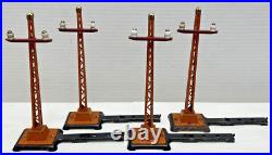 Lot Of 4 Lionel Prewar O-gauge 060 Orange Telegraph Poles With Arms Lot Of 4 Lionel Prewar O-gauge 060 Orange Telegraph Poles With Arms