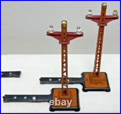 Lot Of 4 Lionel Prewar O-gauge 060 Orange Telegraph Poles With Arms Lot Of 4 Lionel Prewar O-gauge 060 Orange Telegraph Poles With Arms