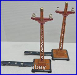 Lot Of 4 Lionel Prewar O-gauge 060 Orange Telegraph Poles With Arms Lot Of 4 Lionel Prewar O-gauge 060 Orange Telegraph Poles With Arms