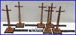 Lot Of 6 Lionel O-gauge Prewar #060 Orange Telegraph Poles With Extension Arms