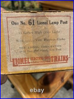 Near Mint BoxedLionel Prewar Std. Gauge #61 Dark Green Lamp Post L/N WOW