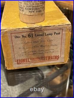 Near Mint BoxedLionel Prewar Std. Gauge #61 Dark Green Lamp Post L/N WOW
