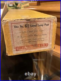 Near Mint BoxedLionel Prewar Std. Gauge #61 Dark Green Lamp Post L/N WOW
