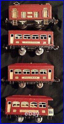 O Gauge Lionel 248 Engine & 603, 603, 604 Red Comet Passenger Cars Prewar Set