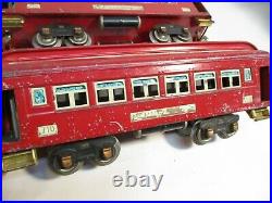 O Gauge Lionel 710, 710, 712 Pass Cars Red Prewar X8499