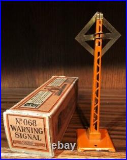Prewar Lionel #068 Warning Signal In Orange! With Box! Sep Sale O Gauge. M7