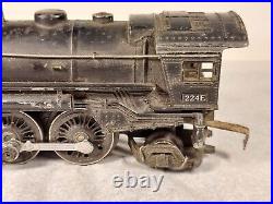 Prewar Lionel 0 Gauge 224E Steam Engine Locomotive Train with Tender Untested
