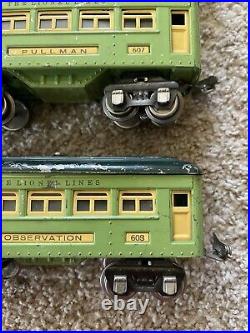 Prewar Lionel 253 Locomotive, 607 Pullman, 608 Observation Car, Train Lot