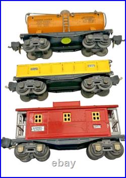 Prewar Lionel Gunmetal 224E 224W tender 2652/2654/2657 FREIGHT CARS VG Serviced