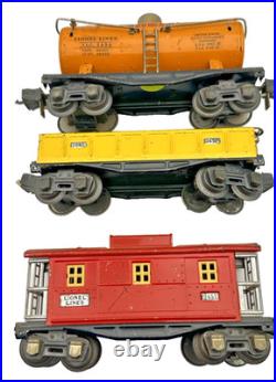 Prewar Lionel Gunmetal 224E 224W tender 2652/2654/2657 FREIGHT CARS VG Serviced