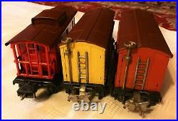 Prewar Lionel O Gauge Late Color Freight Cars 655, 656, 2657 Ex+/ln. Wow. M7