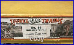 Prewar Lionel Standard Gauge #86 Telegraph Post Set Early/late Boxed C8. M7