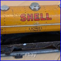 Prewar tin Lionel train Shell Tanker, Baby Ruth, track withswitchback, rr crossing