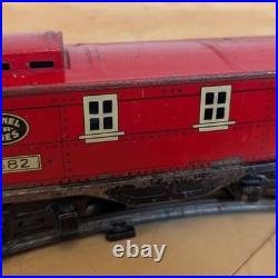 Prewar tin Lionel train Shell Tanker, Baby Ruth, track withswitchback, rr crossing