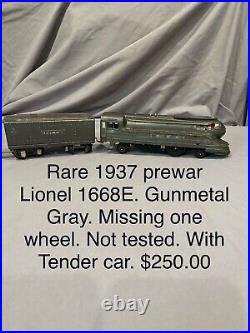 Rare Vintage Pre War 1937 LIONEL #1668E Locomotive Train Gunmetal Gray
