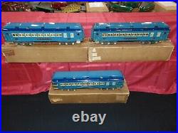 Set of 3 Excellent Lionel Original Prewar BOXED Blue Comet Passenger Cars