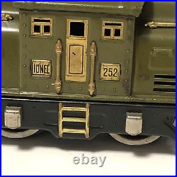 Vintage Lionel 252 Green Olive Tin Plate Pre War Electric Locomotive UNTESTED