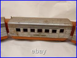 Vintage Lionel Lines Prewar Orange And Chrome Wind Up Streamliner Train Set