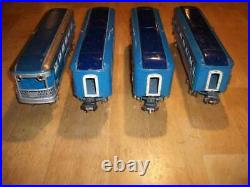 Vintage Lionel O Scale Blue Comet passenger train set (2)613, 614, 615 Prewar