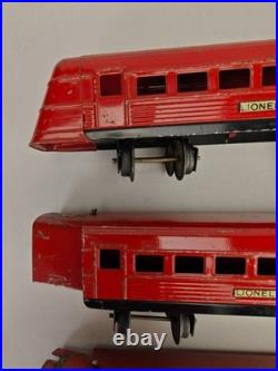 Vintage Lionel Prewar O Gauge Tinplate Passenger Cars Lot of 3 Red READ