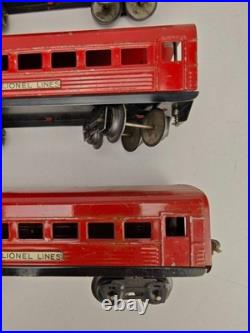 Vintage Lionel Prewar O Gauge Tinplate Passenger Cars Lot of 3 Red READ