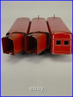 Vintage Lionel Prewar O Gauge Tinplate Passenger Cars Lot of 3 Red READ