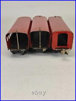 Vintage Lionel Prewar O Gauge Tinplate Passenger Cars Lot of 3 Red READ