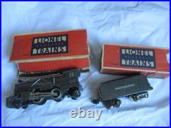 Vintage Lionel Train 2-4-2 Steam Engine 249E & 265W Tender Car Pre-War O Gauge
